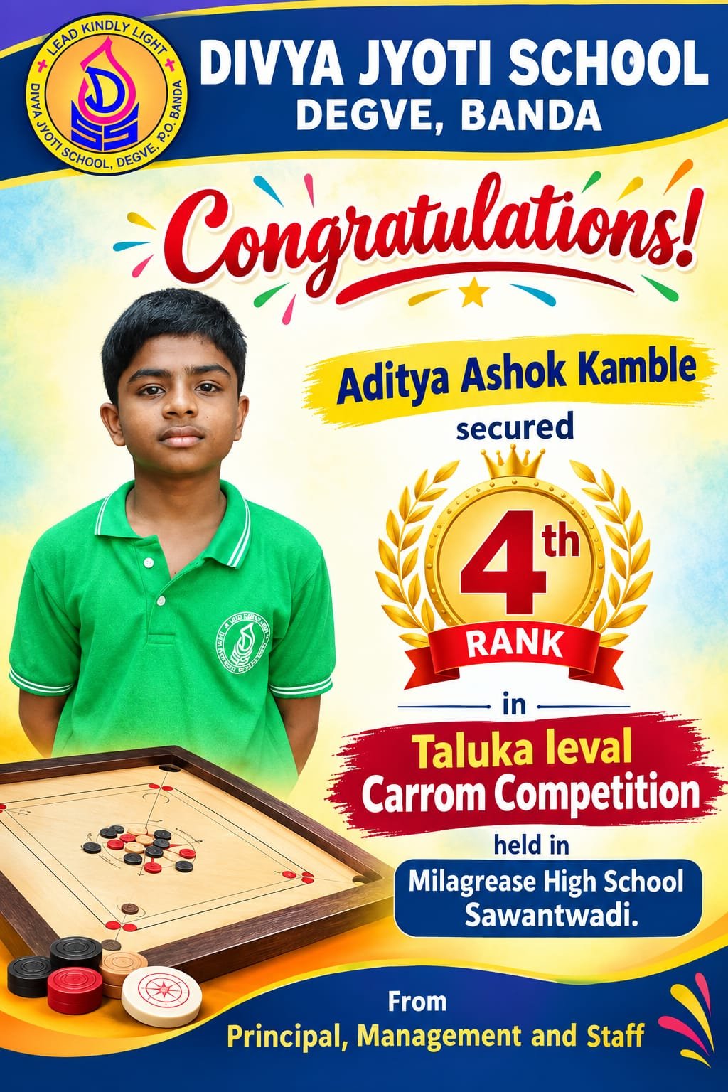 4th place in Carrom competition 